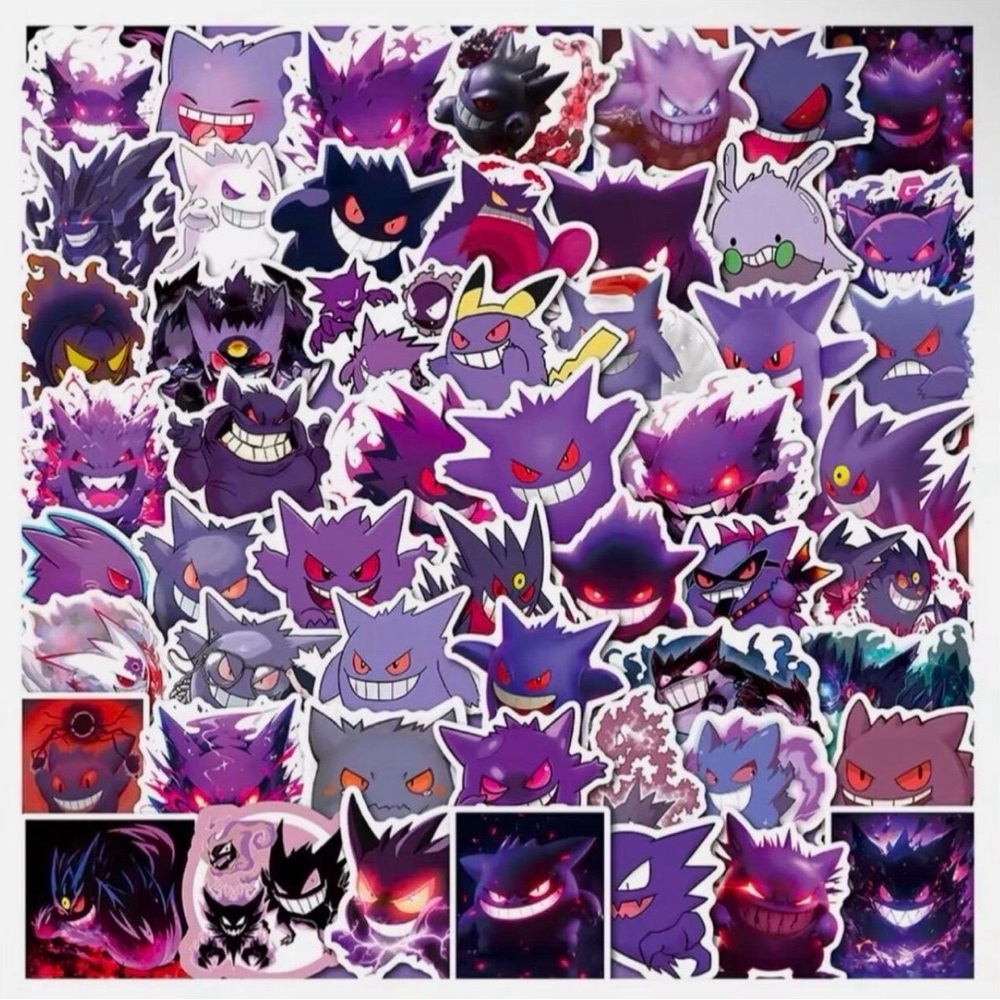 50 Pc Pokemon Stickers Gengar Set